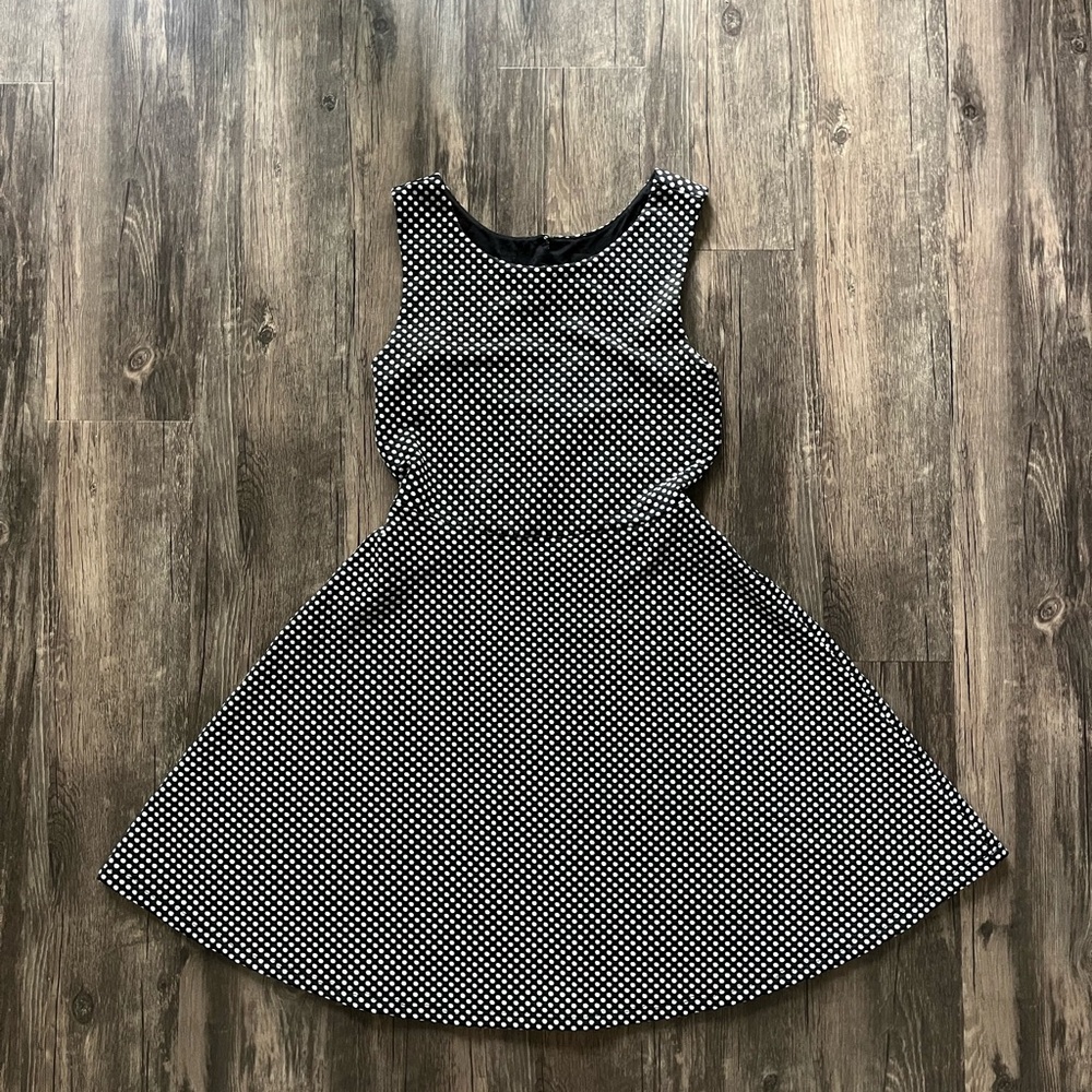 Monteau Women’s Skater Skirt Open Back Polka Dot Dress Sz S